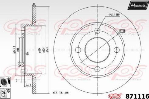 Maxtech 871116.6060 - Bremžu diski www.autospares.lv