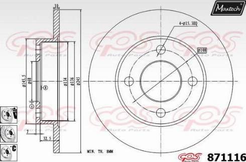 Maxtech 871116.6880 - Bremžu diski www.autospares.lv