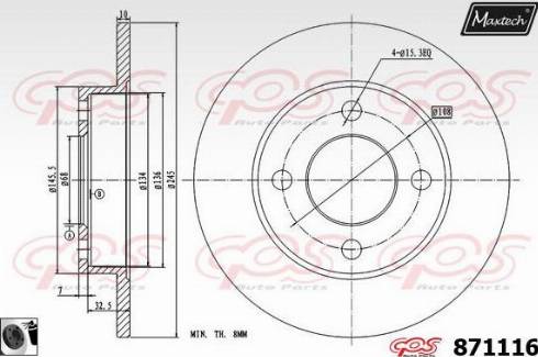 Maxtech 871116.0060 - Bremžu diski www.autospares.lv