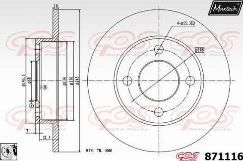 Maxtech 871116.0080 - Bremžu diski www.autospares.lv