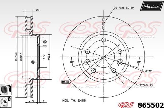 Maxtech 871116 - Bremžu diski www.autospares.lv