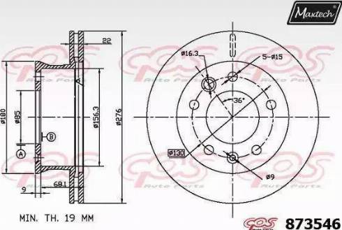 Maxtech 873546.0000 - Тормозной диск www.autospares.lv