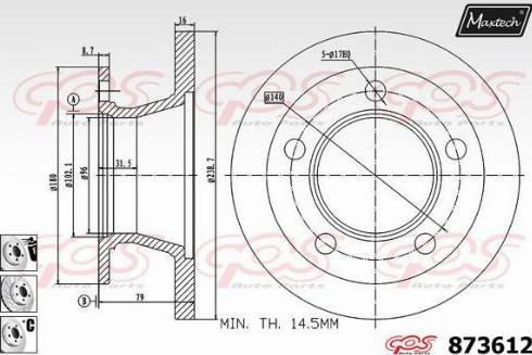 Maxtech 873612.6980 - Bremžu diski www.autospares.lv