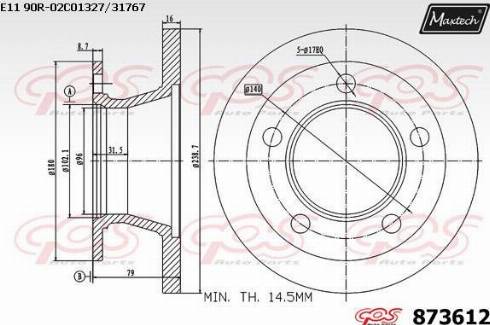 Maxtech 873612.0000 - Bremžu diski www.autospares.lv