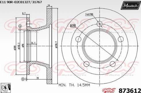 Maxtech 873612.0080 - Bremžu diski www.autospares.lv