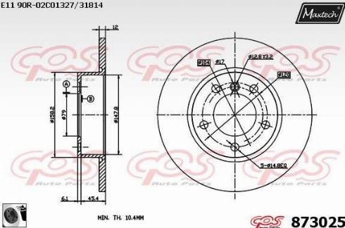 Maxtech 873025.0060 - Тормозной диск www.autospares.lv