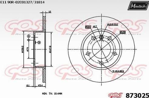 Maxtech 873025.0000 - Тормозной диск www.autospares.lv