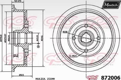 Maxtech 872006.0000 - Bremžu trumulis www.autospares.lv