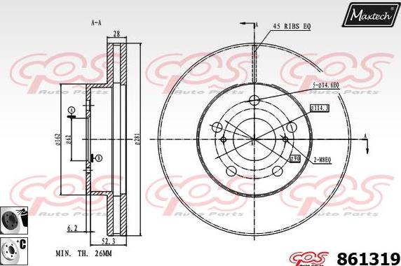 Maxtech 70160054 - Virzītājčaulu komplekts, Bremžu suports autospares.lv