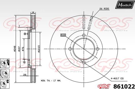 Maxtech 70160064 - Комплект направляющей гильзы, тормозной поршень www.autospares.lv