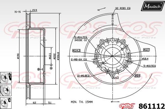 Maxtech 70160085 - Virzītājčaulu komplekts, Bremžu suports autospares.lv