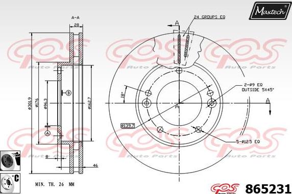 Maxtech 70160034 - Virzītājčaulu komplekts, Bremžu suports autospares.lv