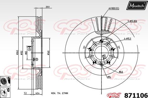 Maxtech 70180450 - Seal, brake caliper piston www.autospares.lv