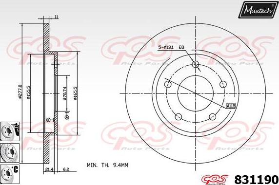 Maxtech 70180395 - Blīve, Bremžu suporta virzulītis autospares.lv