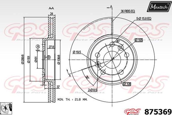 Maxtech 70180340 - Прокладка, поршень корпуса скобы тормоза www.autospares.lv