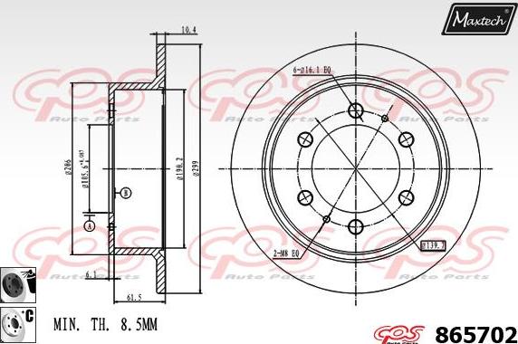 Maxtech 70180385 - Прокладка, поршень корпуса скобы тормоза www.autospares.lv