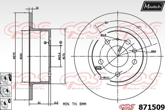 Maxtech 70180381 - Прокладка, поршень корпуса скобы тормоза www.autospares.lv