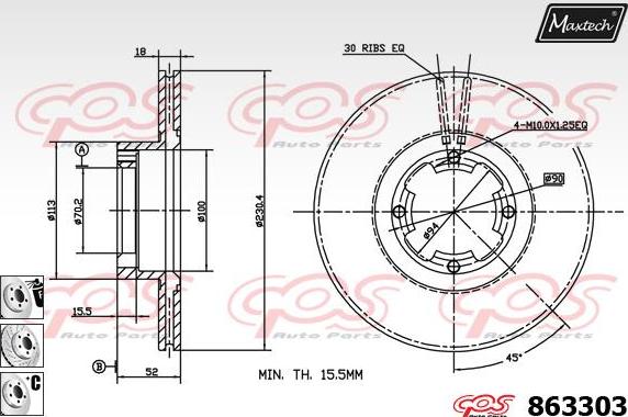 Maxtech 70180383 - Blīve, Bremžu suporta virzulītis www.autospares.lv