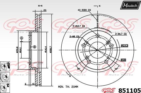 Maxtech 70180387 - Blīve, Bremžu suporta virzulītis autospares.lv