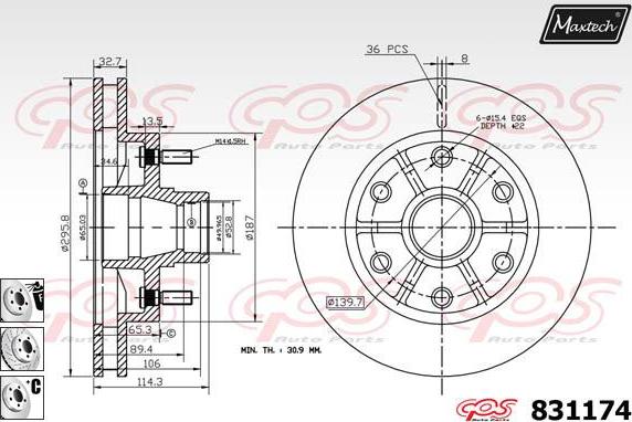 Maxtech 70180338 - Blīve, Bremžu suporta virzulītis autospares.lv