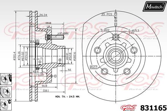 Maxtech 72954051 - Поршень, корпус скобы тормоза www.autospares.lv