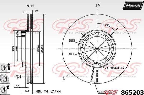 Maxtech 861020 - Bremžu diski www.autospares.lv