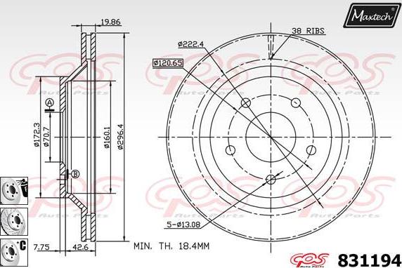 Maxtech 877219 - Bremžu diski www.autospares.lv