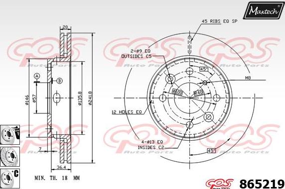 Maxtech 70200054 - Ремкомплект, тормозной суппорт www.autospares.lv