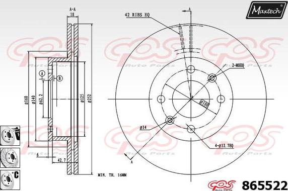 Maxtech 70200342 - Ремкомплект, тормозной суппорт www.autospares.lv