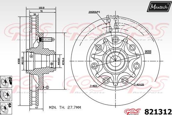 Maxtech 72930019 - Поршень, корпус скобы тормоза www.autospares.lv