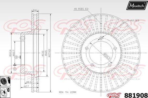 Maxtech 70200258 - Ремкомплект, тормозной суппорт www.autospares.lv