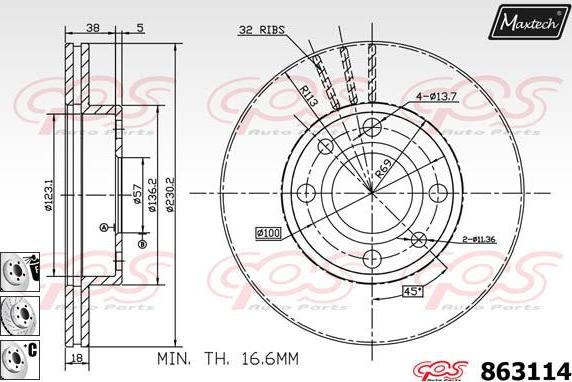 Maxtech 72946001 - Virzulis, Bremžu suports www.autospares.lv