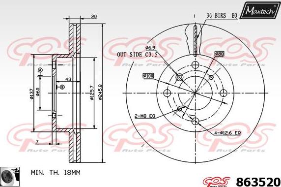 Maxtech 70203043 - Ремкомплект, тормозной суппорт www.autospares.lv