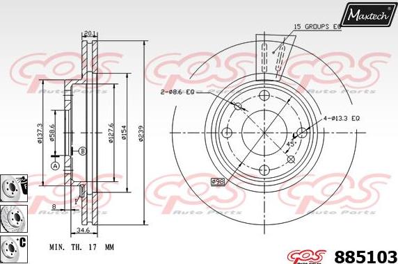 Maxtech 70203001 - Remkomplekts, Bremžu suports autospares.lv