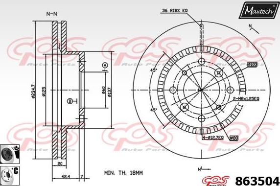 Maxtech 71810183 - Guide Bolt, brake caliper www.autospares.lv