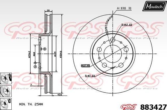 Maxtech 72948005 - Virzulis, Bremžu suports www.autospares.lv