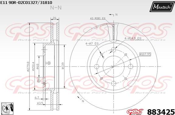 Maxtech 72942029 - Virzulis, Bremžu suports www.autospares.lv