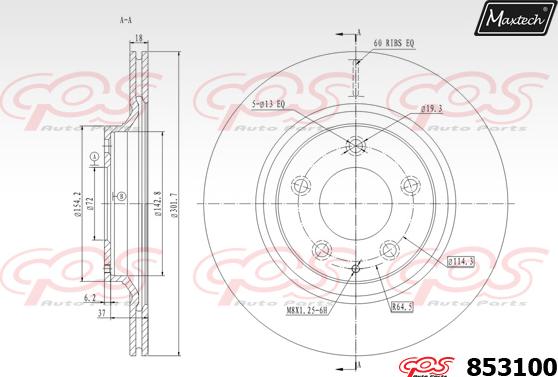 Maxtech 72954008 - Virzulis, Bremžu suports www.autospares.lv