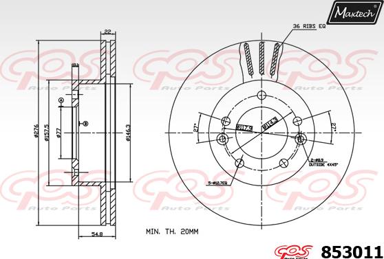 Maxtech 72954033 - Virzulis, Bremžu suports autospares.lv