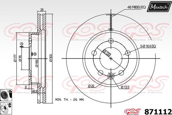 Maxtech 72957005 - Поршень, корпус скобы тормоза www.autospares.lv