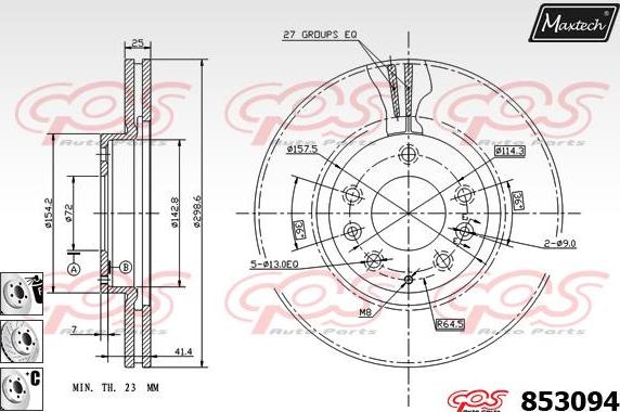 Maxtech 72957029 - Поршень, корпус скобы тормоза www.autospares.lv