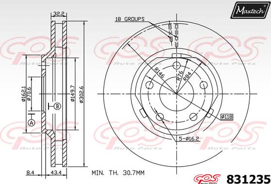 Maxtech 72960051 - Virzulis, Bremžu suports www.autospares.lv