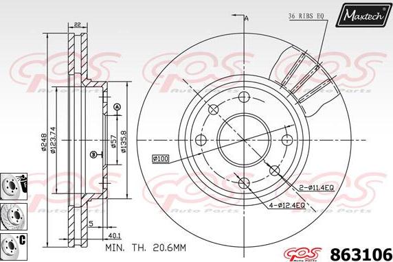 Maxtech 72960021 - Virzulis, Bremžu suports autospares.lv