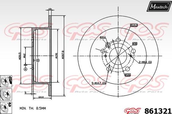 Maxtech 72934003 - Piston, brake caliper www.autospares.lv