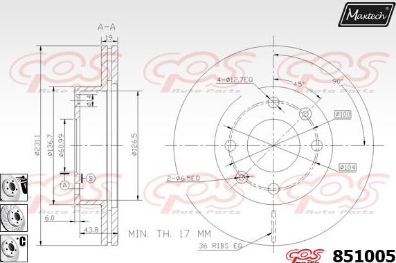 Maxtech 72934018 - Virzulis, Bremžu suports autospares.lv