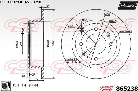 Maxtech 72934020 - Virzulis, Bremžu suports www.autospares.lv