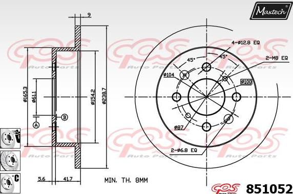 Maxtech 821336 - Bremžu diski www.autospares.lv