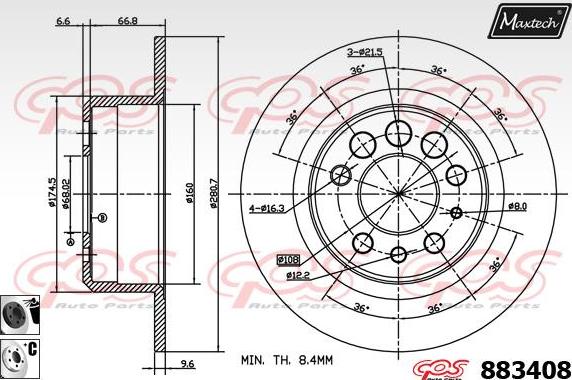 Maxtech 72938052 - Поршень, корпус скобы тормоза www.autospares.lv