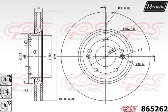 Maxtech 865245 - Bremžu diski www.autospares.lv