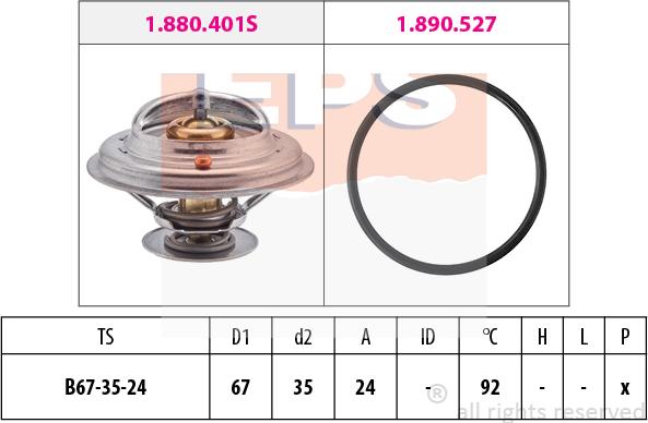 MDR EPS-1880 401 - Термостат охлаждающей жидкости / корпус www.autospares.lv